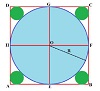 Un círculo y cuatro circulitos