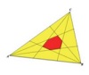 Relación entre el área de un triángulo y un hexágono central interior al mismo